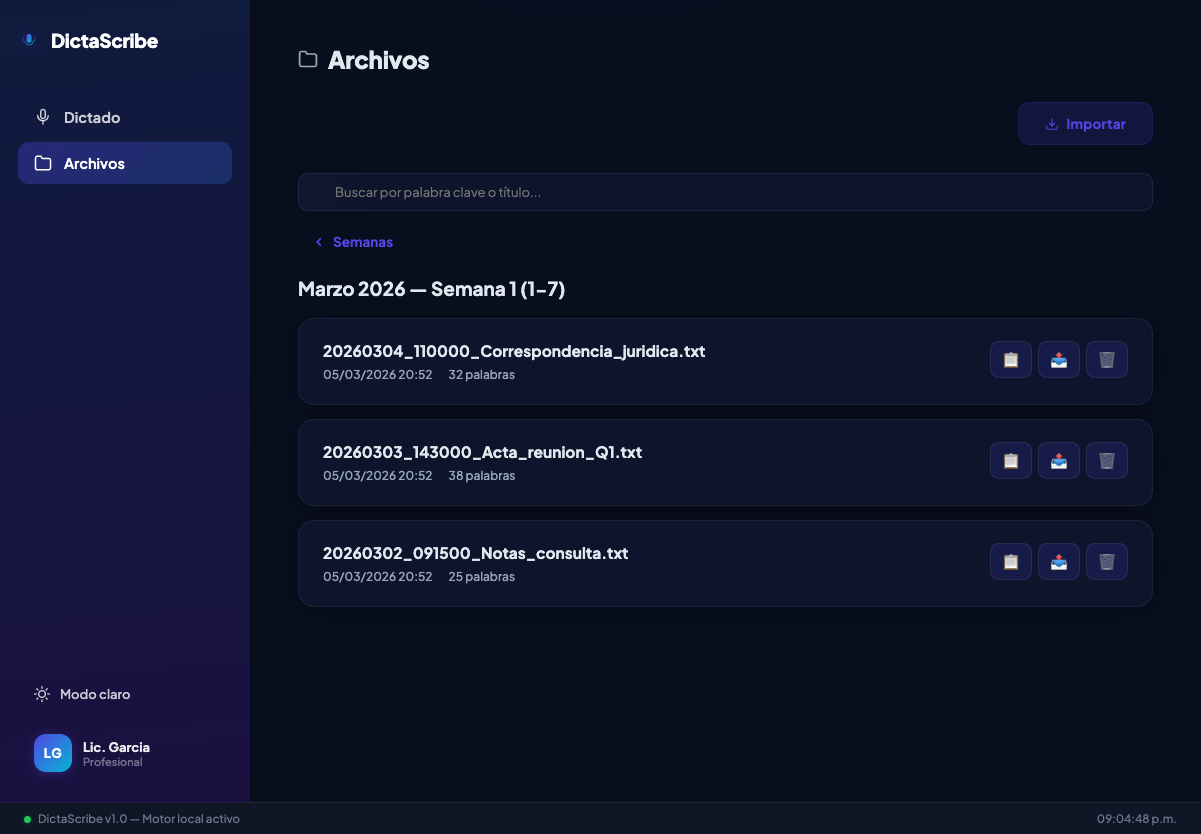 Archivos en modo oscuro